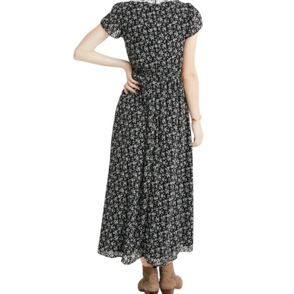 Madewel Womens Print-Mix Sheer-Sleeve Dress in Branch Floral - Picture 4 of 10
